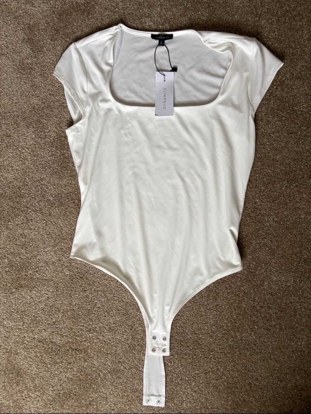 Dynamite Cream Scoop Neck Short Sleeve Bodysuit